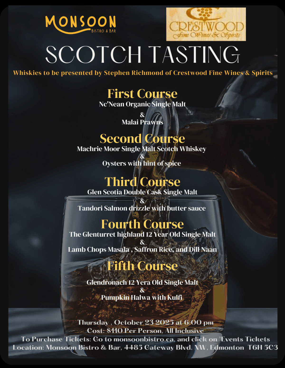 Scotch Tasting  & Dinner